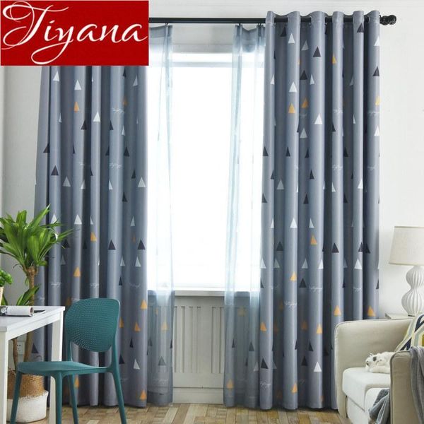 

curtain & drapes gray modern window bedroom geometric for living room print voile sheer fabric blackout kitchen t&117 #301