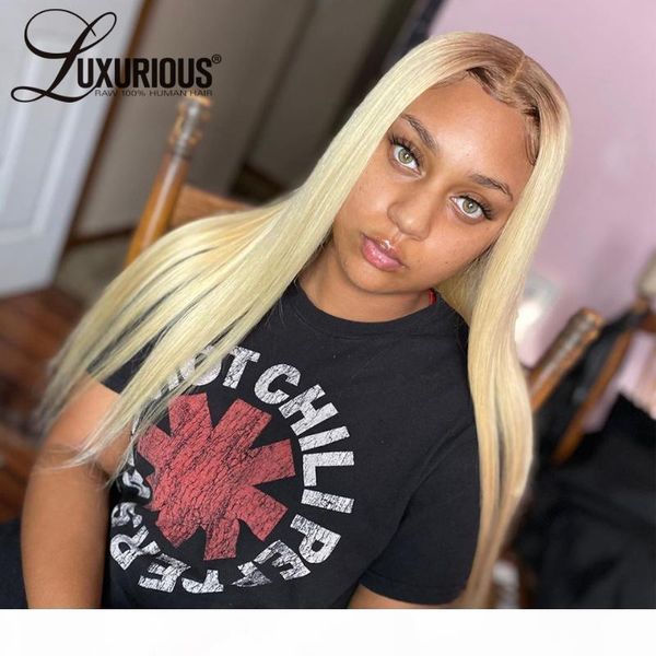 

150 density transparent lace wigs for women straight t4 613 ombre blonde clored human hair wigs peruvian remy closure wig, Black;brown