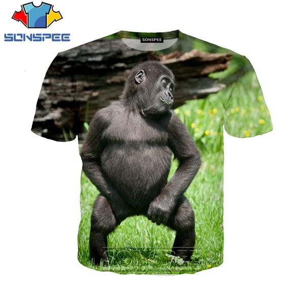 

animal monkey gorilla 3d print shirts hippie funny plus size men clothing