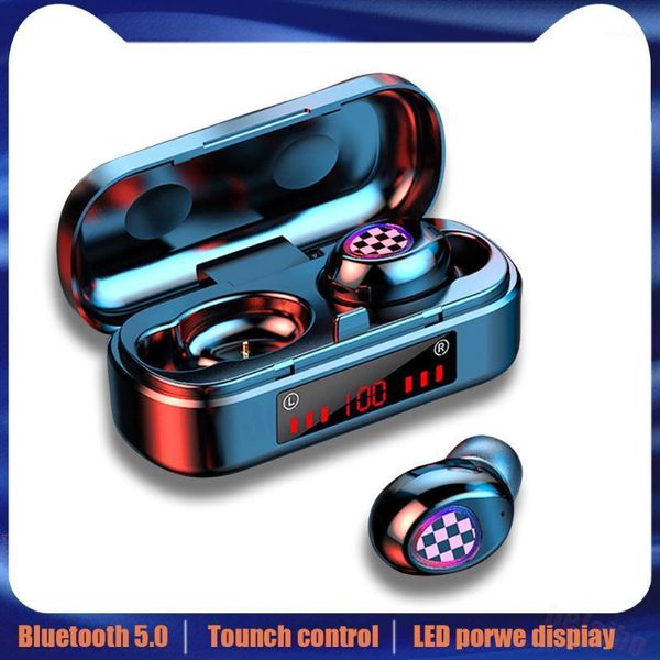 

v7 in bluetooth 5.0 headphones wireless heaeset fingerprint touch led digital display ear phones for phone1