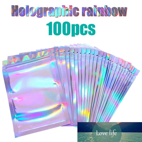 100 stücke flache taschen packung tasche holographische taschen bad salz kosmetisch mini aluminium foilmakeup reißverschluss