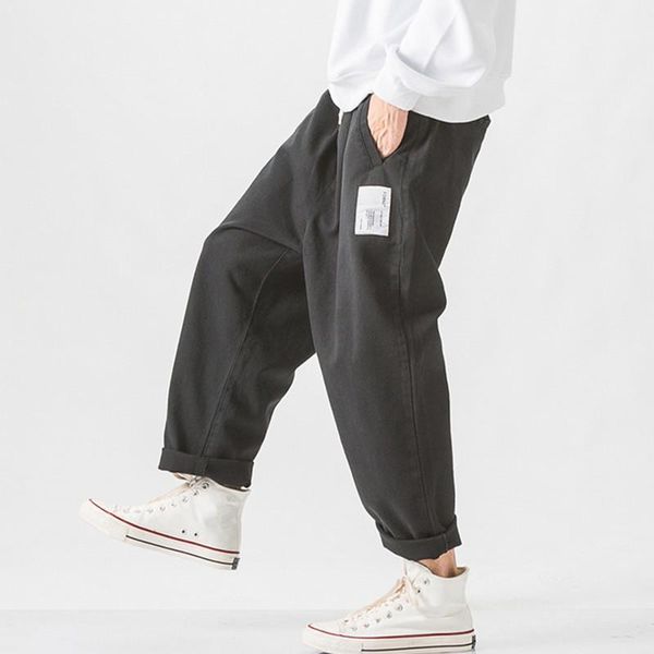 Harem Hosen Männer Vintage Street Hip Hop Joggers Japan Stil Lose Breite Bein Herren Hosen 2022 Winter Verdicken männer