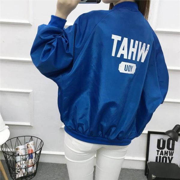 

bomber jacket women loose coat 2020 spring summer long sleeve zipper jackets outerwear1, Black;brown