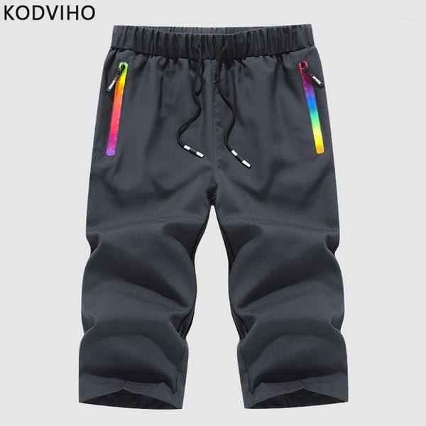 

plus size casual shorts men summer sportwear short mens elastic waist knee length beach boardshort solid long sweatpants hombre1, White;black