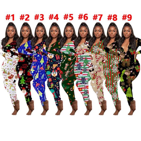 

woman christmas print trousers home jumpsuit christmas clothes jumpsuits rompers striped elk one piece party clothes d102301, Blue