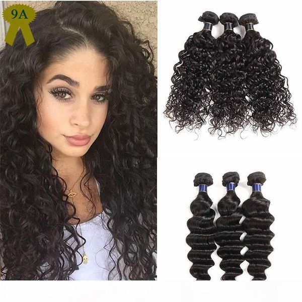

3 bundles brazilian water wave human hair mink brazilian loose deep human hair weave bundles 3pcs lot hair weaves extension, Black