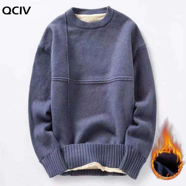 

men's sweaters cotton knitted sweater men autumn winter fashion solid wool liner pullovers mens o-neck thick oversized, White;black