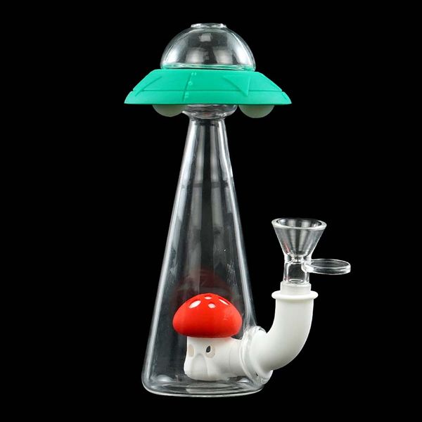 bong per fumatori pipa ad acqua bong tubi per piattaforme petrolifere fumo narghilè 7 '' a forma di UFO con ciotola di vetro