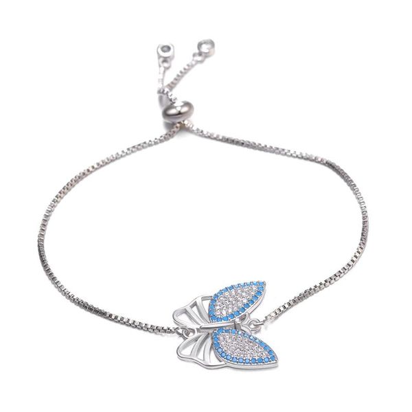 

link, chain fashion women bracelet elegant simple crystal butterfly bangle for jewelry gold/ /rose bracelets, Black