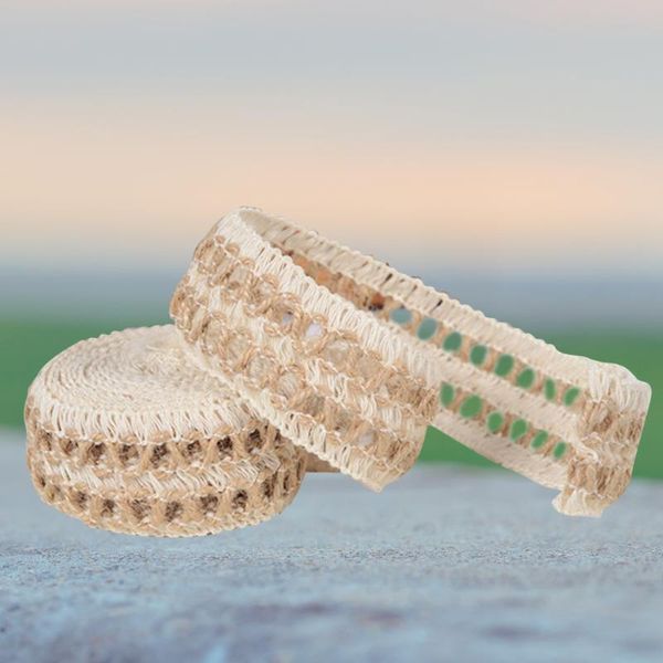 

5m new fashion burlap ribbon hessian hollow out vintage rustic burlap rope christmas party decor wedding, Black;white