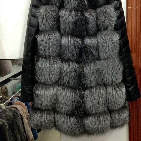 

women's leather & faux fashion winter women imitation fur coat pu long sleeve jacket keep warm outwear lady casual overcoat s-3xl g1, Black