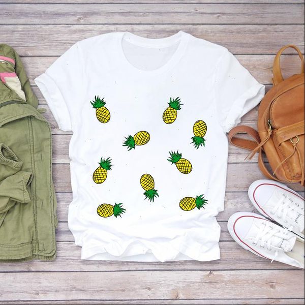 

women 2021 summer pineapple fashion fruit sweet girl camisas t shirts t shirt ladies womens graphic female tee t shirt, White