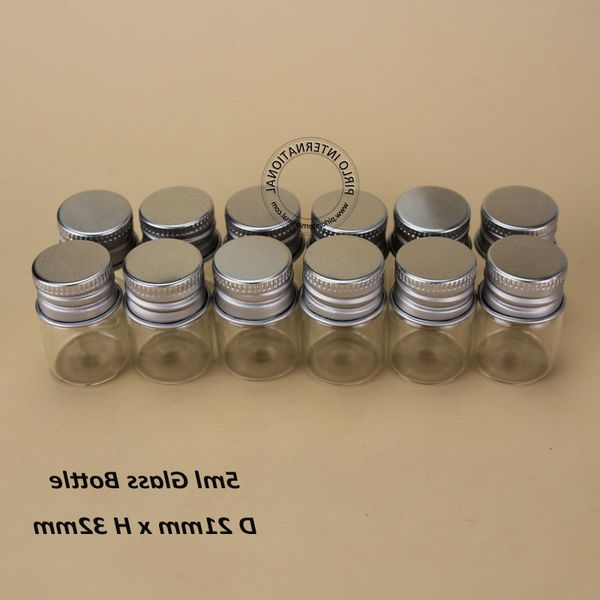 

5ml clear glass makeup cosmetic sample bottles jar perfume essential oils vial container with aluminium screw cap