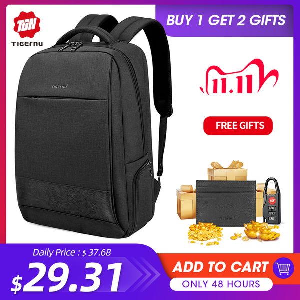 

tigernu men's fashion travel backpacks male anti theft usb charging 15.6 lapbag waterproof silm school bag for female male