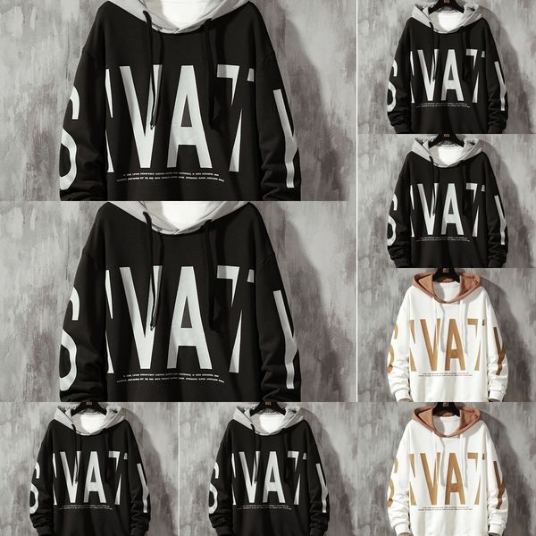 

v2ulr enbu sweater ns68d hooded trendy brand letter printed men's coat pullover pullover coatmen's, Black