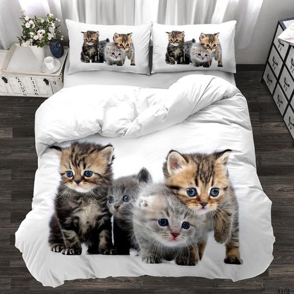

animal 3d cute cat custom bedding set kitten quilt cover pillowcase 3pcs twin designer designer bedding luxury
