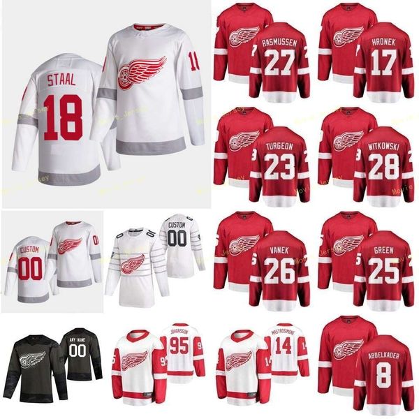 

2021 reverse retro detroit red wings jerseys larkin dylan mantha anthony merrill jon namestnikov vladislav nemeth patrik custom stitched, Black;red