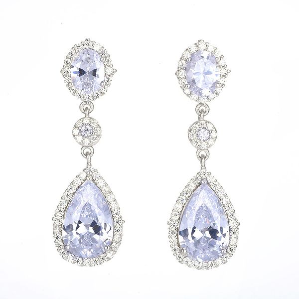 

classcial цирконий teardrop мотаться серьги 925 серебряные иглы серьги sterling падения для женщин девушки свадеб ювелирный подарок, Silver