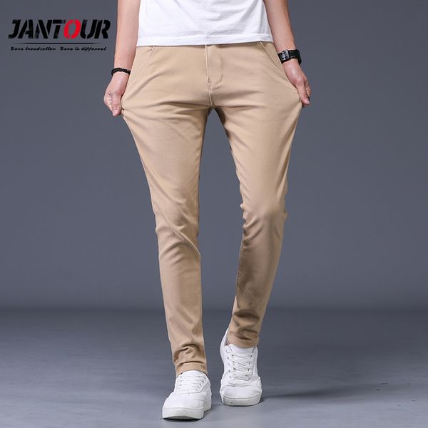 

2020 new fashion cotton pants men spring summer classic fashion slim fit casual male trousers 6 colors optional c1018, Black