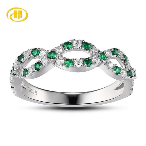 

cluster rings hutang emerald gemstone for women genuine 925 sterling silver band ring gift engagement jewelry, Golden;silver