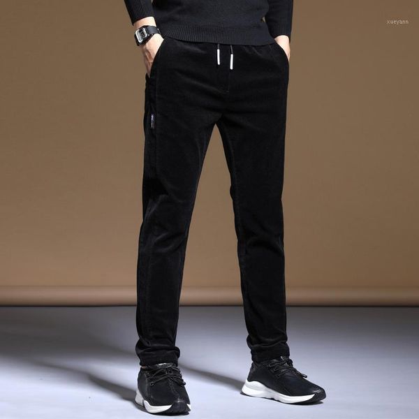

autumn winter newly fashion men jeans elastic slim fit casual corduroy trousers vintage designer leisure smart velvet warm pants1, Blue