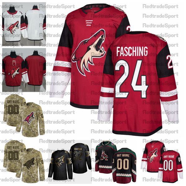 

2021 customize hudson fasching arizona coyotes hockey jerseys alternate black #24 hudson fasching stitched hockey shirts c patch, Black;red