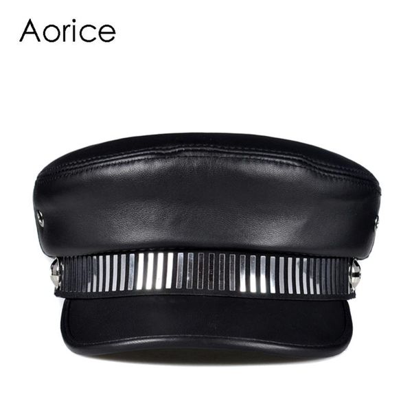

berets aorice women girl genuine leather beret hat cap 2021 ins sheepskin lady hats caps hl005, Blue;gray