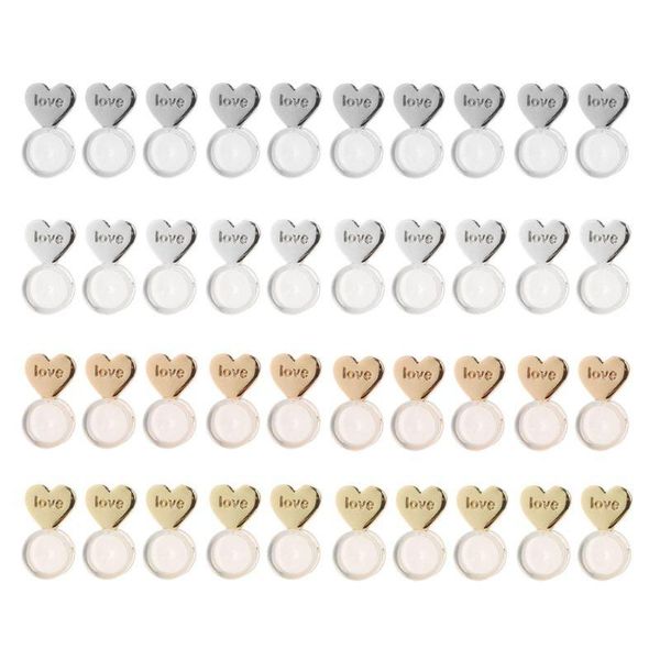 

stud 10pcs heart love magic earring lifters lifts backs adjustable hypoallergenic nuts ear lobe support, Golden;silver