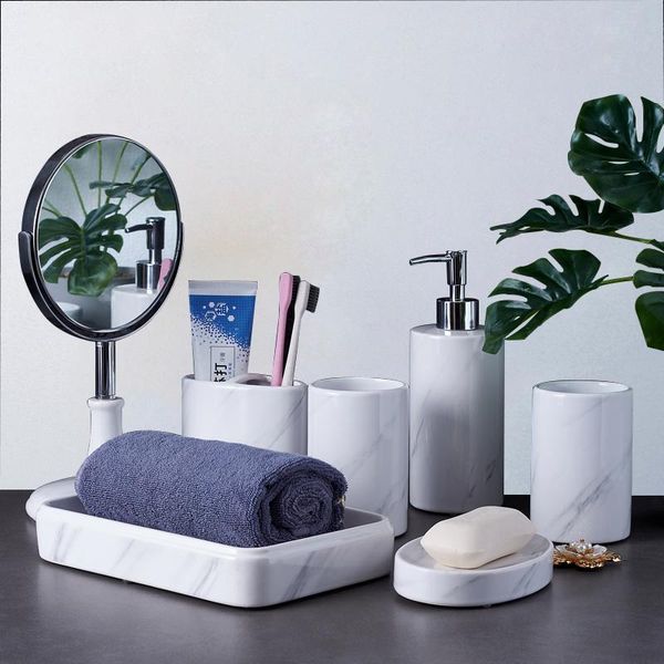 

bathroom accessories set soap dispenser toothbrush holder gargle cups soap dish with tray bathroom mirror ceramic wedding gifts bbygoq