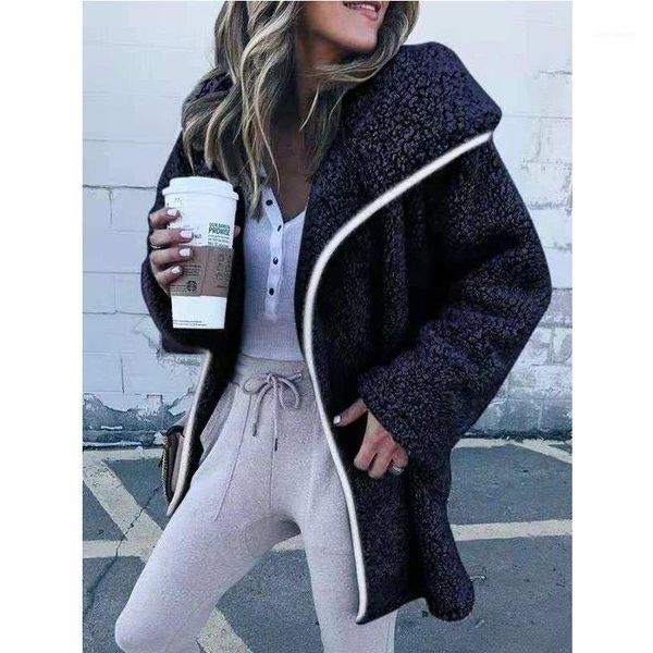 

coat women 2019 autumn winter warm soft zipper fur jacket female plush overcoat casual outerwear wholesale lamb hair jacket1, Black