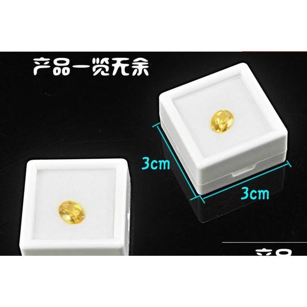 

wholesale-black & white 3cm x 3cm 105pcs/lot diamond display box plastic diamond case with glass lid stone box gem display package x6y 7swe3, Slivery;golden