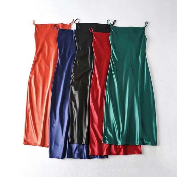 

women's wind 2020 early spring new wear versatile show thin french solid color open back suspender dress mid length skirt 10, Black;gray