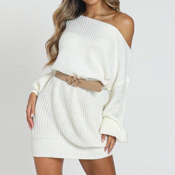 

women's sweaters women dress winter solid color o neck sweater lantern sleeve loose pollovers soft thin for party, White;black