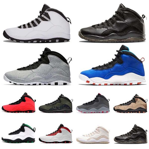 

2021 jumpman 10s mens basketball shoes westbrook class back cool steel cement grey carmine chicago seattle 10 sports shoes size 13, White;red