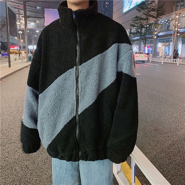 

new winter 2021 in the fashionable haphazard versatile bundled lamb skin men loose style warm gray velvet jacket xg6e prfh, Black