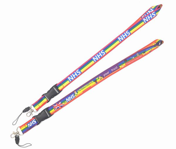 Einfacher NHS-Design-Schlüsselanhänger für Schlüsselhandys, Tags, Umhängeband, Regenbogen-Druck, Lanyard, Ausweis, USB-Ausweishalter, universeller Schlüsselanhänger