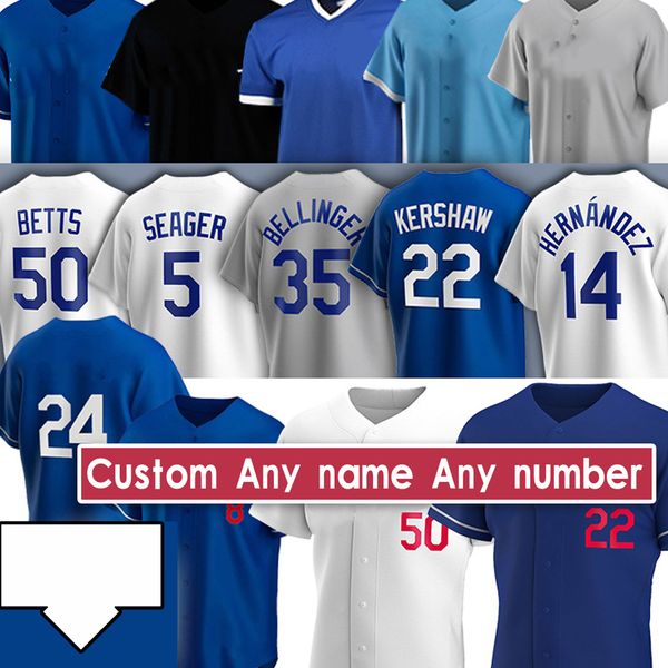 

35 cody bellinger 50 mookie betts jackie robinson clayton kershaw corey seager walker buehler justin turner custom baseball jerseys, Blue;black