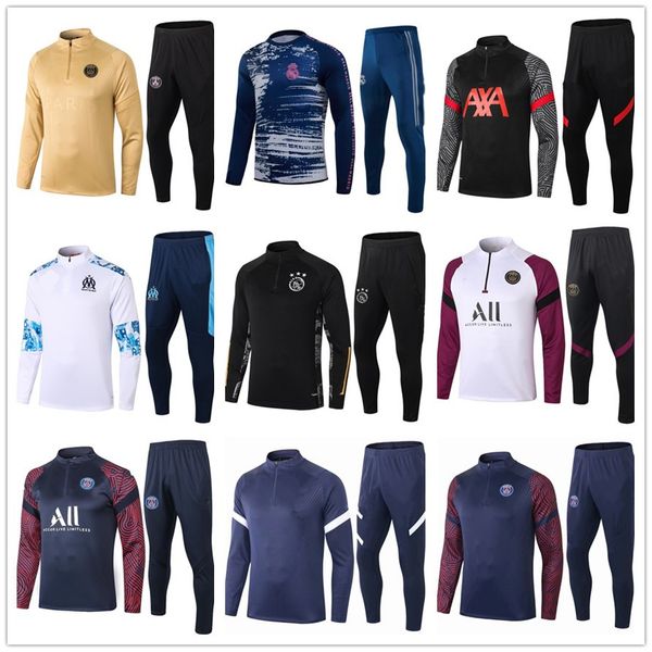 

20 21 new mens football tracksuit soccer tracksuit training suit jacket 2020 2021 men training survetement foot chandal tuta jogging 008, Black