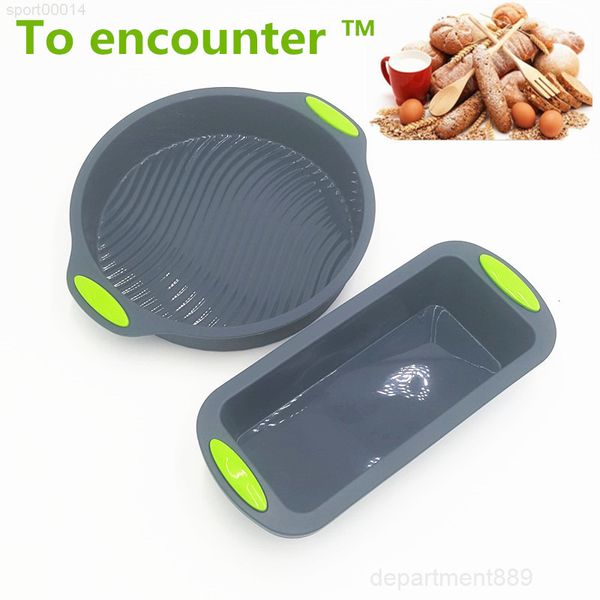 

a-new design to encounter square quadrate round shape silicone baking mold toast bread pans cake dishes tray 2 in package