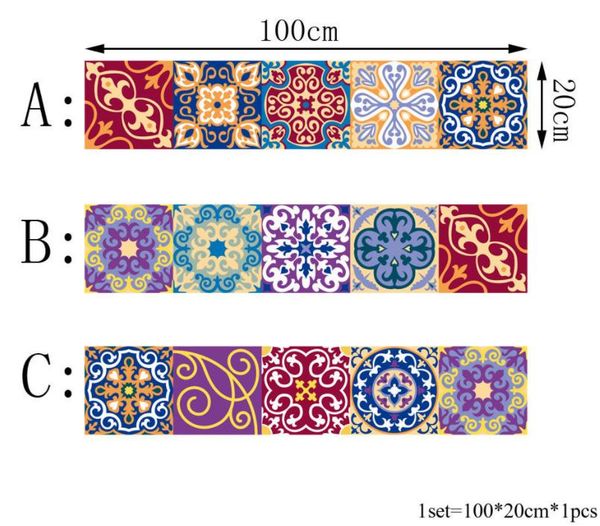 

20cm*100cm abic style tile staircase sticker personalized corridor stair decoration floor wall sticker customization wall moroccan style-021