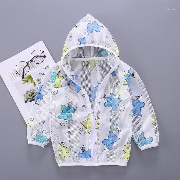 

2020 children summer ultra-thin hooded coat boys and girls long-sleeved mesh breathable sunscreen clothing kids casual jacket1, Blue;gray