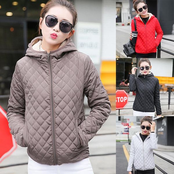 

women winter warm hooded coat fashion thick outwear jackets eig88, Black