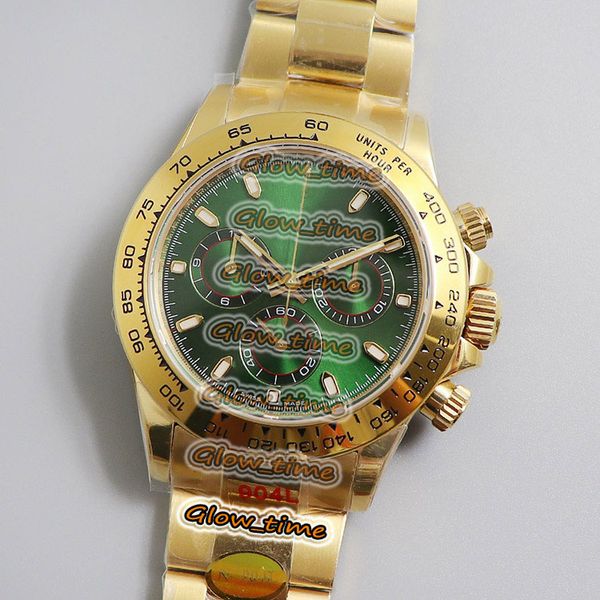 

n v3 version 904l steel sa4130 chronograph automatic 116508 mens watch green dial 18k yellow gold case steel bracelet designer watches, Slivery;brown