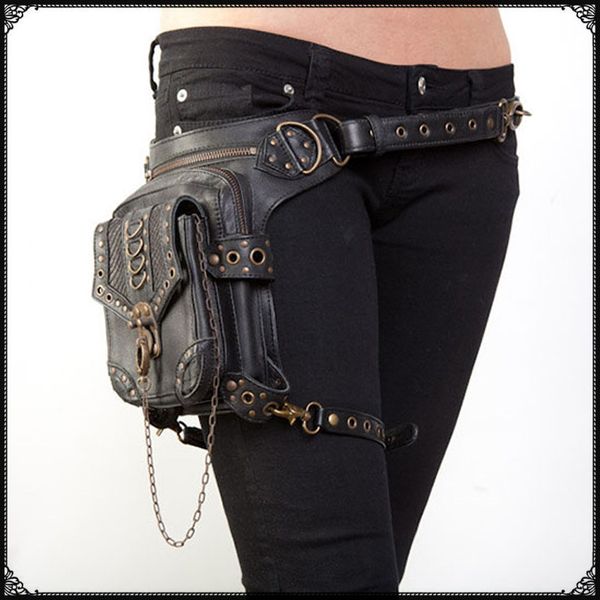 

women wholesale punk retro messenger bag waist pack leg messenger shoulder bag travel bags packet fashion steampunk rock vintage style