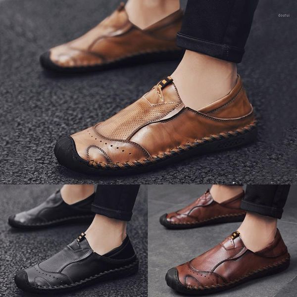 

men business leather shoes casual all-matching round toe plus size comfortable slip-on shoes male leisure suit shoes#1, Black