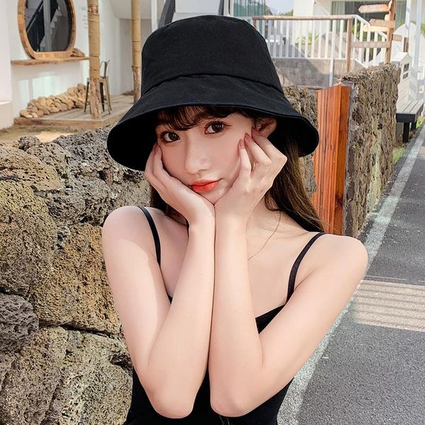 

2020 new hats men women dust protection bucket hat female outdoor travel uv protect fisherman hats and sun caps wmtvrd, Black;white