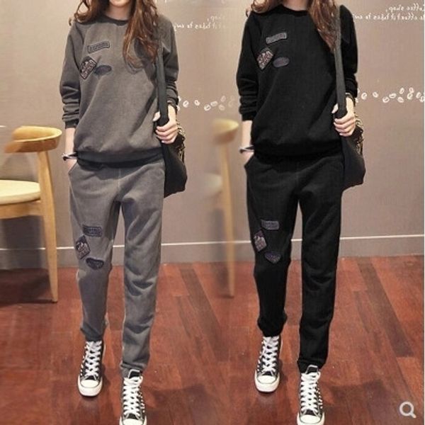 

ezexq big fat mm 1i3xr slim sports suit sportswear sportswear women's running fashion loose two piece korean suit casual, Gray