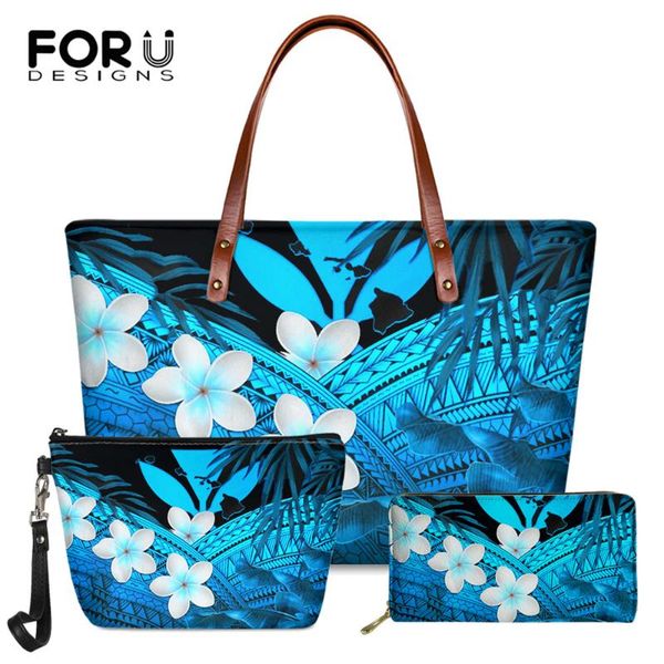 

forudesigns women fashion 3pcs handbags hawaii kanaka maoli polynesian pattern brand large ladies tote bags luxury shoulder bgs