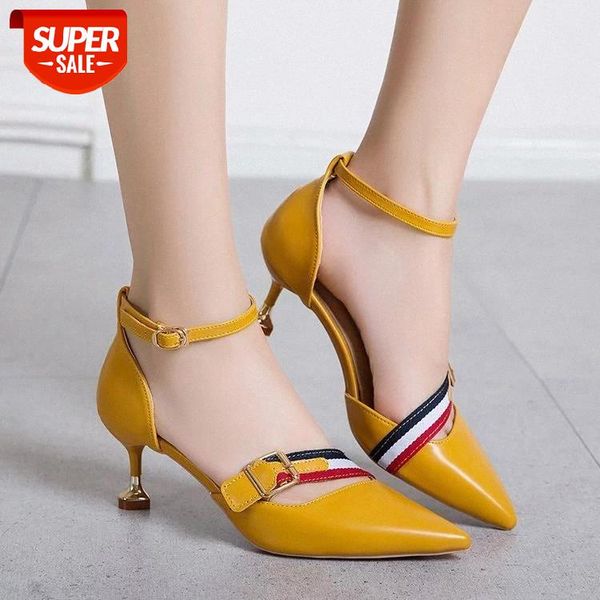 

mhyons pointed sandals female fairy wind 2019 summer new wild shallow mouth single shoes with stiletto heels #fd1r, Black