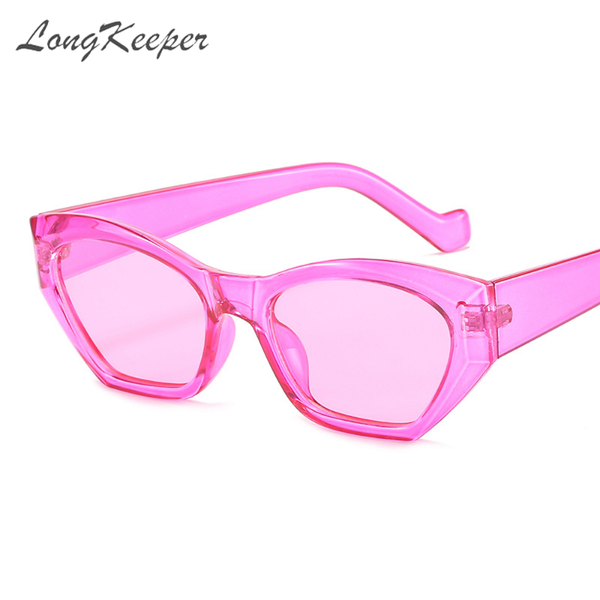 

sunglasses longkeeper trendy small frame women fashion polygon cat eye sun glasses colorful jelly uv400 monturas de lentes mujer, White;black